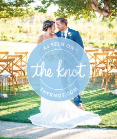Image of bridal couple with As Seen on The Knot logo
